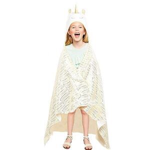 Ivory & Gold Hooded Unicorn Cozy Blanket Robe for Girls Child Kids Birthday Gift